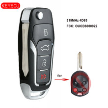 Keyecu обновленный дистанционный ключ 4 кнопки для Ford Edge Escape Focus 315 МГц 4D63 80bit FCC: OUCD6000022 2024 - купить недорого