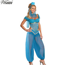 4Pcs Adult Women Halloween Party Wedding Cosplay Sexy Goddess Princess Jasmine Costume Belly Dance Performance Arab Costume 2024 - buy cheap