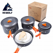 Hewolf-Utensilios de cocina para acampar para 4-5 personas, vajilla para exteriores, juego de Picnic portátil plegable, herramienta de cocina multiusos para viaje 2024 - compra barato