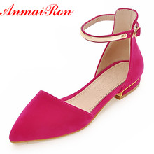 Anmairon-sapatos femininos de couro artificial, feitos com fivela, sapatos ponta fina, elegante, para mulheres 2024 - compre barato