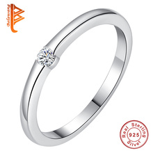 Preço de atacado clássico 100% 925 anel de prata esterlina cristal brilhando claro cz dedo anel de casamento jóias presente para mulher 2024 - compre barato
