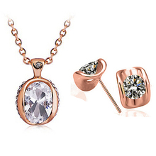 Rose moda feminina AAA zircon colar e brincos de pedra para womenG029 2024 - compre barato