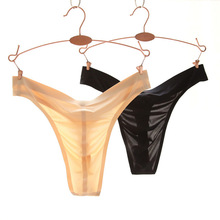 1 pçs men ice silk cintura baixa subida ver através de cuecas g-string transparente suave tangas roupa interior cuecas gay fx1015 2024 - compre barato