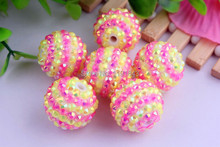 Kwoi vita Summer Color 20mm 100pcs/lot hotpink/yellow ab color Chunky Resin Rhinestone Beads Ball for Kids Girls  Jewelry Making 2024 - buy cheap