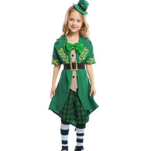 girl St. Patrick's day Irish goblin cosplay Alice child elf costume A816 2024 - buy cheap