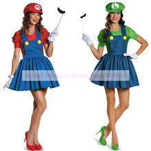 Game Super Mario Luigi Brothers Fancy Look Party Costume Carnival Halloween Costume for Women Adult Full set 5 pieces allinclude 2024 - buy cheap