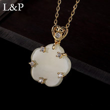 L&P 2019 New Elegant Real Silver Natural Jade Pendant Necklace for Lady Original Design 925 Sterling-silver Luxury Fine Jewelry 2024 - buy cheap