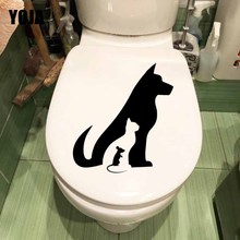 YOJA 23.3X24.3CM Pets Dog Cat Mouse Animals Funny Toilet Stickers Wall Decal Home Decor T5-0087 2024 - buy cheap