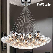 Willlustr moderno bola de cristal LEVOU luz pingente de vidro lâmpadas cluster pendurado escada iluminação semi lasca de vidro multi-cabeça da lâmpada 2024 - compre barato