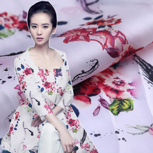 Digital printing silk organza satin fabric 138cm crisp translucent fashion dress chinese silk fabric wholesale silk cloth 2024 - buy cheap