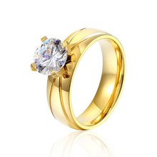 Лидер продаж, модное обручальное кольцо из нержавеющей стали золотого цвета, обручальное кольцо с мигающим кристаллом для женщин, лучший подарок, свадебные ювелирные изделия, оптовая продажа 2024 - купить недорого