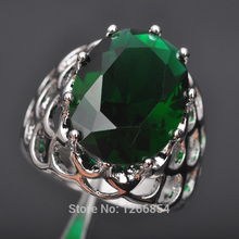 Unique Design Green Stone Cubic Zirconia Stamped Silver Color Jewelry Women's Ring Size 6/7/8/9 Z0235 2024 - buy cheap