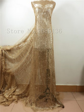 New design   glued glitter african lace fabric glued glitter sequins French tulle lace fabric in gold color 2024 - buy cheap