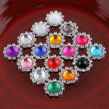 50pcs/lot Alloy Flat Back Button with Acrylic Rhinestone 20MM DIY Hair Accessory 16 colors 2024 - buy cheap