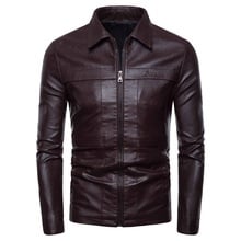 Men Leather Jacket 2019 New Motorcycle Slim Leather Coat Men's British Fashion Lapel Leather Coat  Faux Leather 2024 - buy cheap