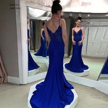 Royal Blue V-neck Evening Dresses Mermaid Style Backless 2020 New Women Formal Evening Dress Sweep Train Special Occasion Gowns 2024 - buy cheap