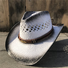 Mulheres Homens De Palha Oco Chapéu de Vaqueiro Ocidental Elegante Senhora Sombrero Hombre Fascinator Chapéu Sunbonnet Sol Chapéu de Cowgirl 2024 - compre barato