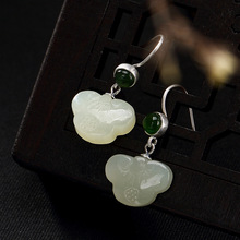 2018 Direct Selling Real Brinco One Deer S925 Pure Antique Inlaid And Jade Jasper Ruyi Lady High-end Ear Earrings Wholesale 2024 - buy cheap