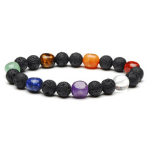 Rock Mineral Natural Lava Stone 7 Chakra Bracelet Mixed Gems Stone Real Amethysts Quartz Strecth Strands Bracelets Women Male 2024 - buy cheap