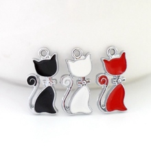 White Black Red Cat Pendant Exquisite Animal Charms Elegant DIY Accessories For Handmade Women Jewelry Necklace Bracelets 2024 - buy cheap