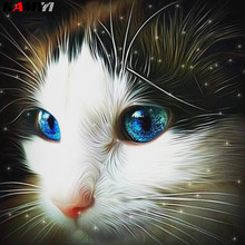 Full Square/Round Drill 5D DIY Diamond blue eyes cat 3D diamond Embroidery Cross Stitch Mosaic home Decor HYY 2024 - buy cheap