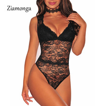 Ziamonga Sexy Bodycon Bodysuit Women Jumpsuit Full Lace One Piece Bodysuits Hollow Tops 2018 Sleeveless Elastic Overalls Shor 2024 - buy cheap