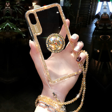 Funda de lujo con purpurina y anillo para iPhone, carcasa con diamantes a la moda para iPhone X, 8, 7, 6S Plus, XR, XS, 12, 11 Pro Max, SE 2020 2024 - compra barato