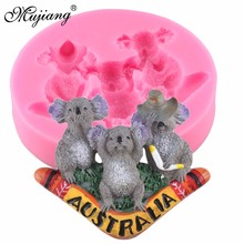 Mujiang-Molde de silicona de oso australiano 3D para decoración de cumpleaños de bebé, moldes para Fondant, Koala, Chocolate, caramelo, arcilla, pasta de goma 2024 - compra barato