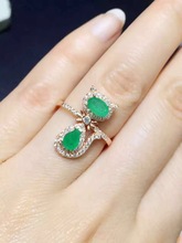 Cat Ring Natural emerald ring Free shipping 925 sterling silver  Fine jewelry 2024 - buy cheap