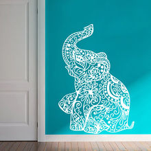 Etiqueta engomada del arte de la pared del elefante indio, calcomanía de la pared del estilo Ganesha de Yoga, elefantes, Mural de animales de vinilo, arte de decoración del hogar AZ063 2024 - compra barato
