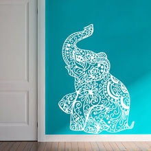 Indian Elephant Wall Art Sticker Yoga Ganesha Style Pattern Elephants Wall Decal Vinyl Animals Mural Home Decoration  Art AZ063 2024 - buy cheap