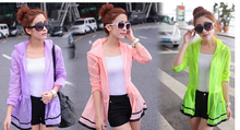 10pcs/lot Women Beach Wear Girl Long Sleeve Casual Sun Protection coat Zipper Shirts neon casual hoodies 2024 - buy cheap