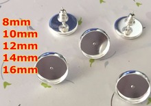 100pcs Cabochon  8mm,10mm,12mm,14mm,16mm,Silver Plated Copper Earring studs cameo,earrings base setting stud accessories 2024 - buy cheap