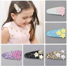 2-5PCS New Glittering kids PU Stars BB hair Clips Girls Hairpins barrette Clips Kids Headwear Children  Fashion Accessories J79 2024 - buy cheap