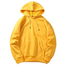 New Autumn Winter Clothes Fashion Yellow Men Hooded Casual Sweatshirt Solid Color Harajuku Fleece Europe Style Loose Pullover 2024 - buy cheap