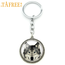 TAFREE Arctic Wolf Keychain Fashion Vintage Silver Plated Round Pendant Key Chain Key Ring Car Key Gifts Men Women Jewelry KC655 2024 - buy cheap