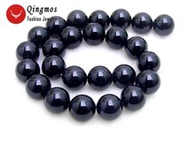 Qingmos 16mm Round Natural Black Agates Loose Beads for Jewelry Making DIY Necklace Bracelet 15" Gem Stone Strands los213 2024 - buy cheap