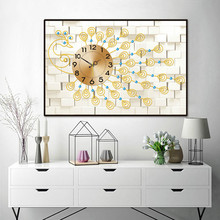Bordado de diamante, mosaico de diamantes, forma especial, relógio de parede simples de pavão, pintura diamante, ponto cruz, 3d 2024 - compre barato