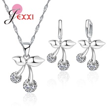 925 Sterling Silver Cherry Jewelry Sets Necklace Decorations for Women Earrings Pendant Necklace with Chain Party Gifts 2024 - buy cheap