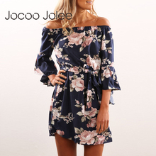 Женское платье с поясом Jocoo Jolee, Пляжное Платье с высокой талией и цветочным принтом, лето 2019 2024 - купить недорого