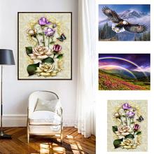 Hot Fashion Flying Eagle Rainbow Flower Cross Stitch Embroidery Decor Full Diamond Painting 2024 - buy cheap