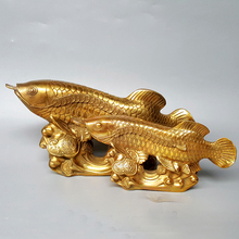 2022 good luck Bring in wealth treasure HOME business Money Drawing efficacious Talisman # Golden Fish Arowana Brass statue 2024 - buy cheap