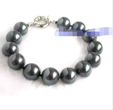 n319 12mm round Tahitian black seashell pearl bracelet @^Noble style Natural Fine jewe FREE SHIPPING 2024 - buy cheap