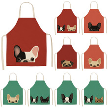 Cute Pug Bulldog Dog Cat Printed Kitchen Aprons Cotton Linen Home Cooking Baking Coffee Shop Cleaning Accessory 53*65cm MA0001 2024 - buy cheap