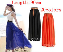20 Color 2019 New Arrival Spring Women Big Size summer fashion Girls Skirts Long Elastic High waist casual Chiffon Skirt W00233 2024 - buy cheap