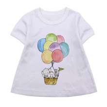 Летняя футболка с короткими рукавами для маленьких девочек; дышащие хлопковые топы; футболка; детская одежда 2024 - купить недорого