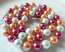 fashion Beautiful! 8mm colorful round shell pearl necklace Fashion Jewelry Making Design Gifts For Girl Women 17" Jewelry sp037 2024 - buy cheap