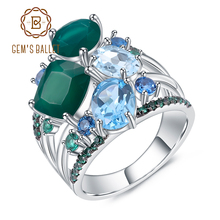 Женское кольцо на палец GEM'S BALLET, кольцо из стерлингового серебра 925 пробы с натуральным зеленым агатом и топазом, ювелирные украшения для свадьбы 2022 - купить недорого