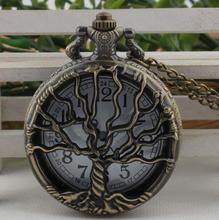 Hollow Tree Pocket Watch with Chain Necklace Retro 2024 - buy cheap