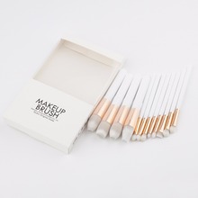 Juego de brochas de maquillaje con mango de madera, kit de herramientas con caja, para Base, mezcla de polvo, color blanco, 12 unidades 2024 - compra barato